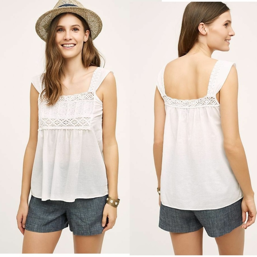 Anthropologie lace bib cotton top new with tag